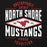 Close-up view of North Shore High School Mustangs Black Classic Unisex Hoodie 210