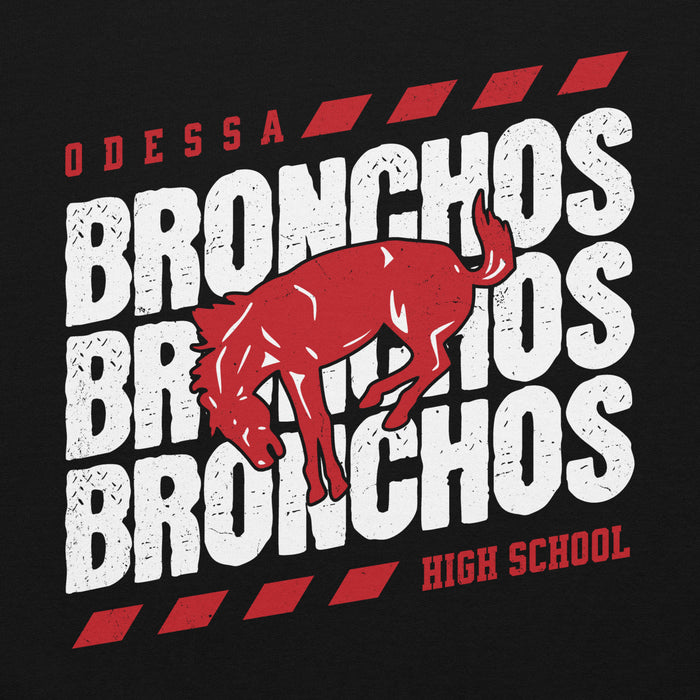Close-up view of Odessa High School Bronchos Black Classic Unisex Hoodie 223