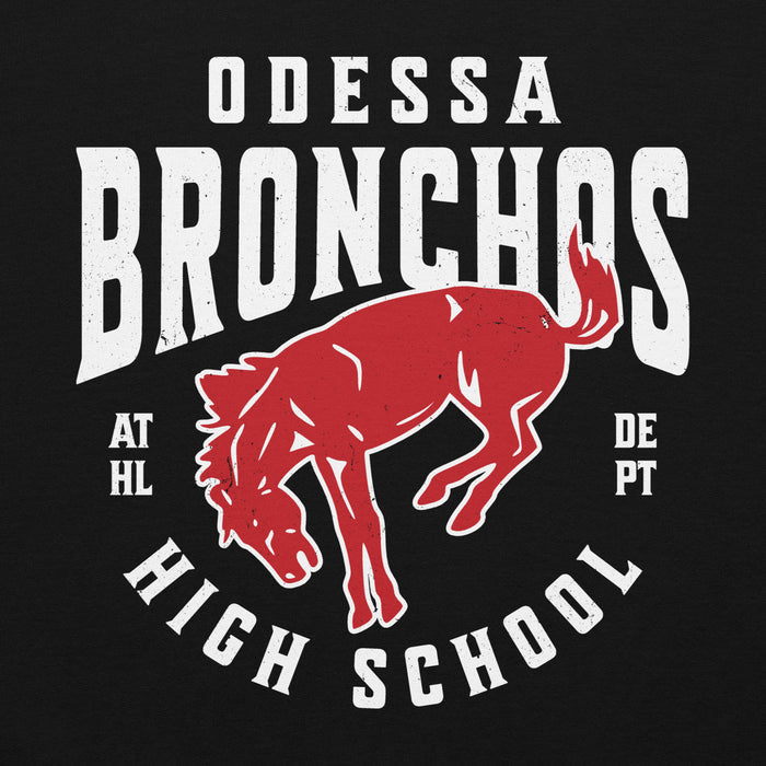 Close-up view of Odessa High School Bronchos Black Classic Unisex Hoodie 213