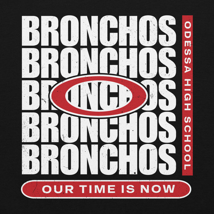 Close-up view of Odessa High School Bronchos Black Classic Unisex Hoodie 235