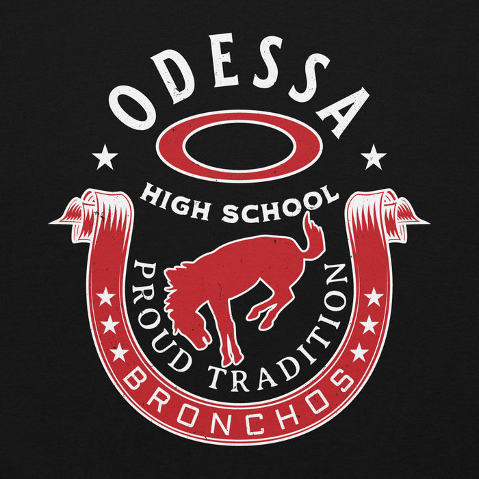 Close-up view of Odessa High School Bronchos Black Classic Unisex Hoodie 229