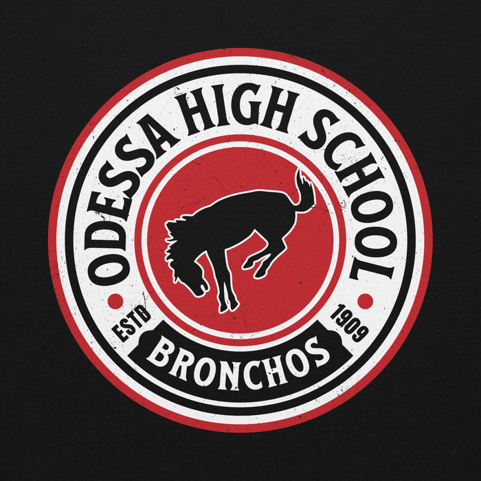 Close-up view of Odessa High School Bronchos Black Classic Unisex Hoodie 220