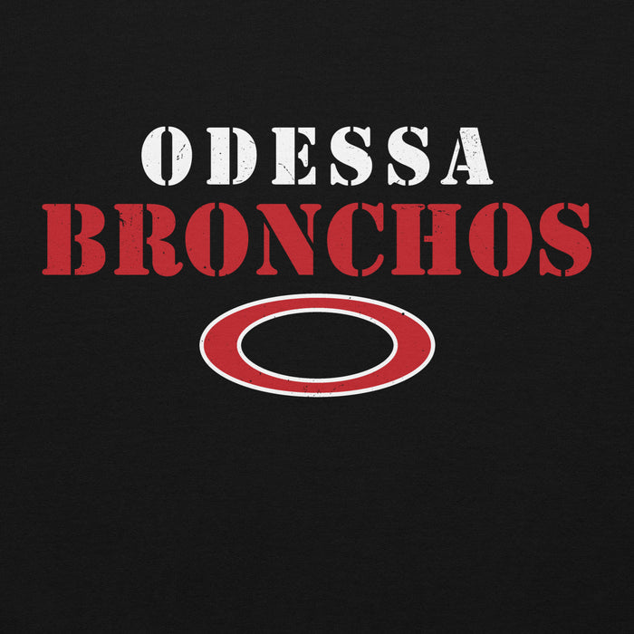Close-up view of Odessa High School Bronchos Black Classic Unisex Hoodie 017