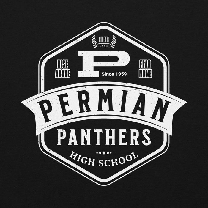 White Permian Panthers high school logo on a black background - classic hoodie design 209