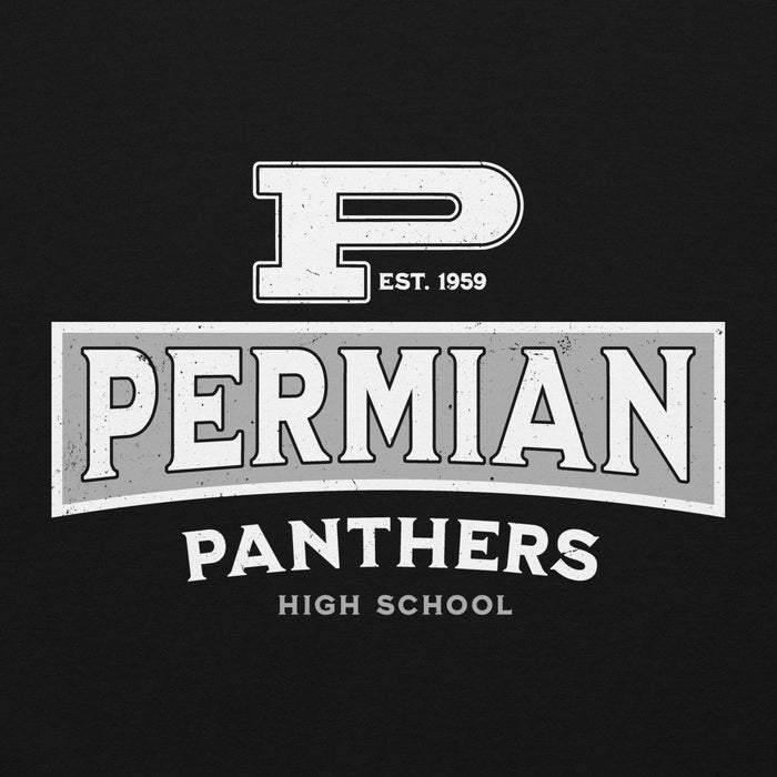 Close-up view of Permian High School Panthers Black Classic Unisex Hoodies 202