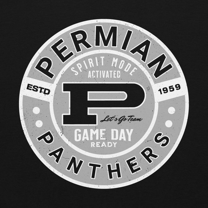 Close-up view of Permian High School Panthers Black Classic Unisex Hoodie 239