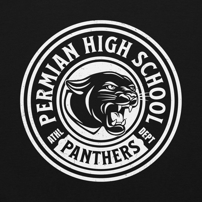 Close-up view of Permian High School Panthers Black Classic Unisex Hoodies 220