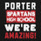 Text design with 'Porter Spartans High School We're Amazing!' on a black background - classic hoodie design 231