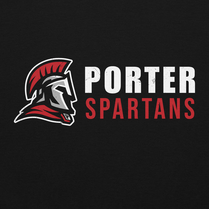 Close-up view of Porter High School Spartans Black Classic Unisex Hoodie 200
