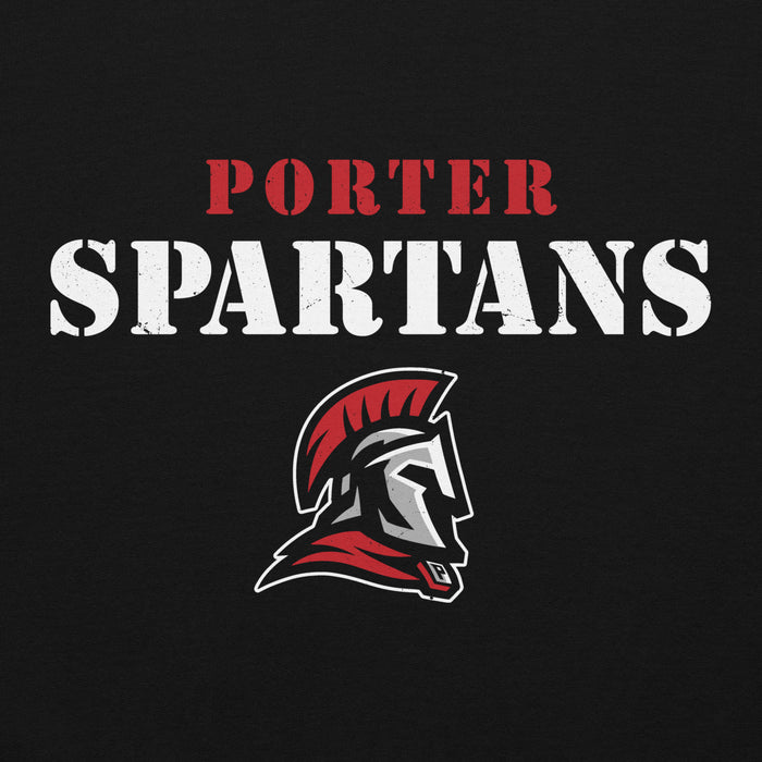 Close-up view of Porter High School Spartans Black Classic Unisex Hoodie 017