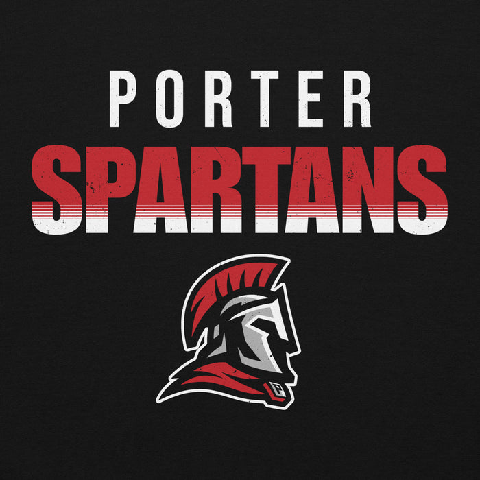 Porter Spartans logo with Spartan helmet on a black background - classic hoodie design 024