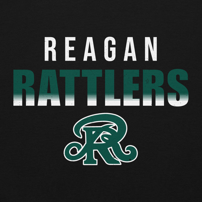 Close-up view of Reagan High School Rattlers Black Classic Unisex Hoodie 024