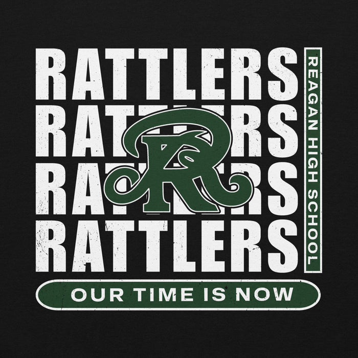 Close-up view of Reagan High School Rattlers Black Classic Unisex Hoodie 235