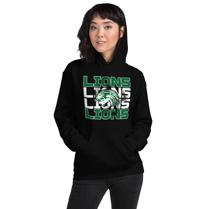 Woman wearing Spring High School Lions Black Classic Unisex Hoodie 233