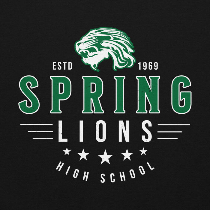 Close-up view of Spring High School Lions Black Classic Unisex Hoodie 217