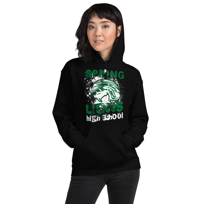 Woman wearing Spring High School Lions Black Classic Unisex Hoodie 205