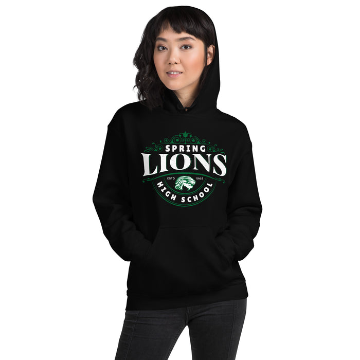 Woman wearing Spring High School Lions Black Classic Unisex Hoodie 211