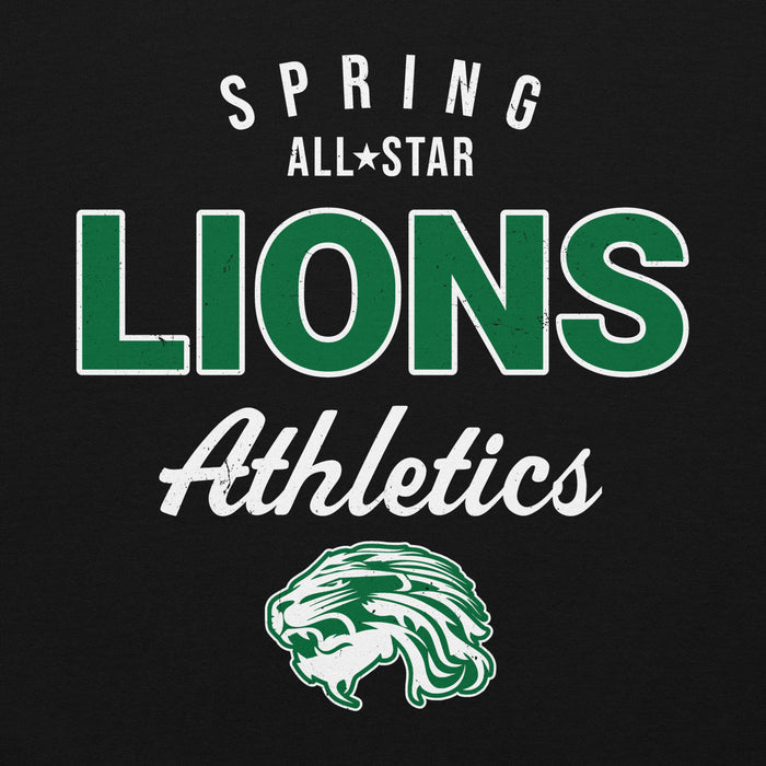 Close-up view of Spring High School Lions Black Classic Unisex Hoodie 034