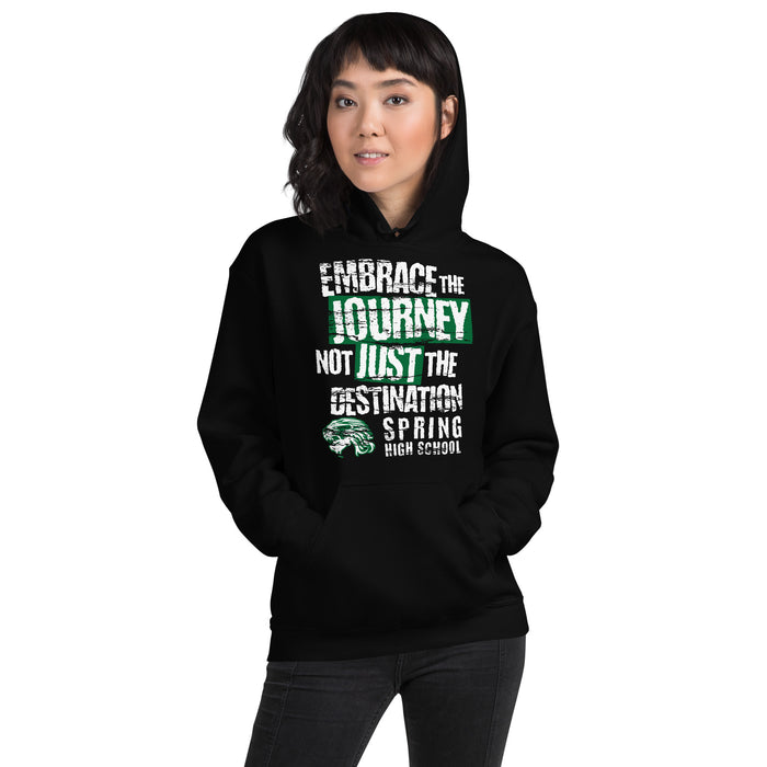 Woman wearing Spring High School Lions Black Classic Unisex Hoodie 232