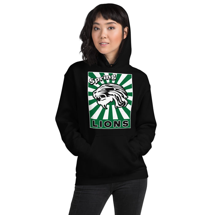 Woman wearing Spring High School Lions Black Classic Unisex Hoodie 226