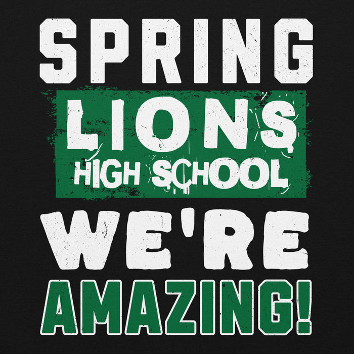 Close-up view of Spring High School Lions Black Classic Unisex Hoodie 231