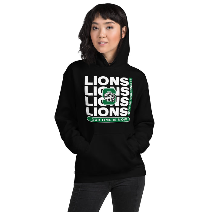 Woman wearing Spring High School Lions Black Classic Unisex Hoodie 235