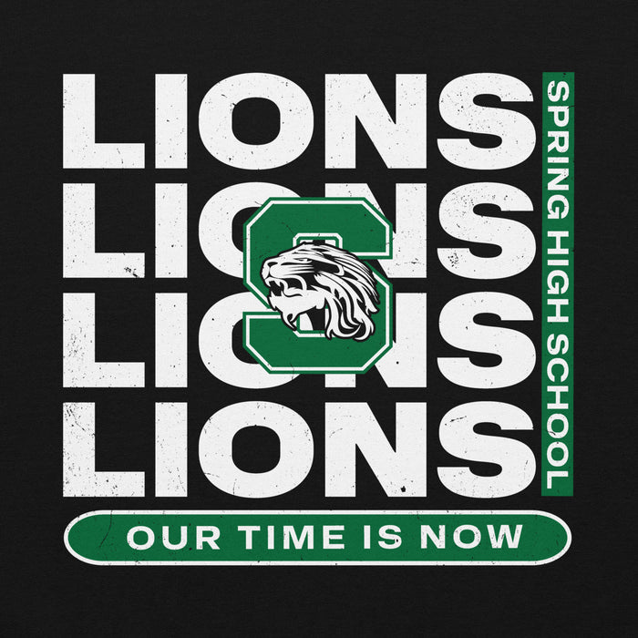 Close-up view of Spring High School Lions Black Classic Unisex Hoodie 235