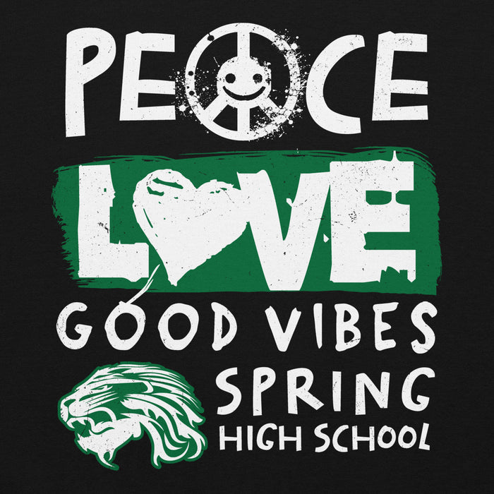 Close-up view of Spring High School Lions Black Classic Unisex Hoodie 240