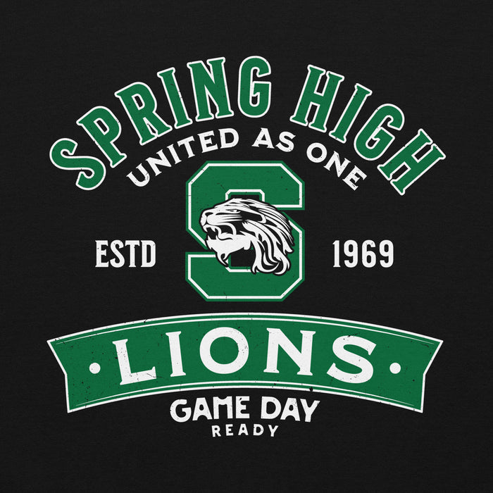 Close-up view of Spring High School Lions Black Classic Unisex Hoodie 221