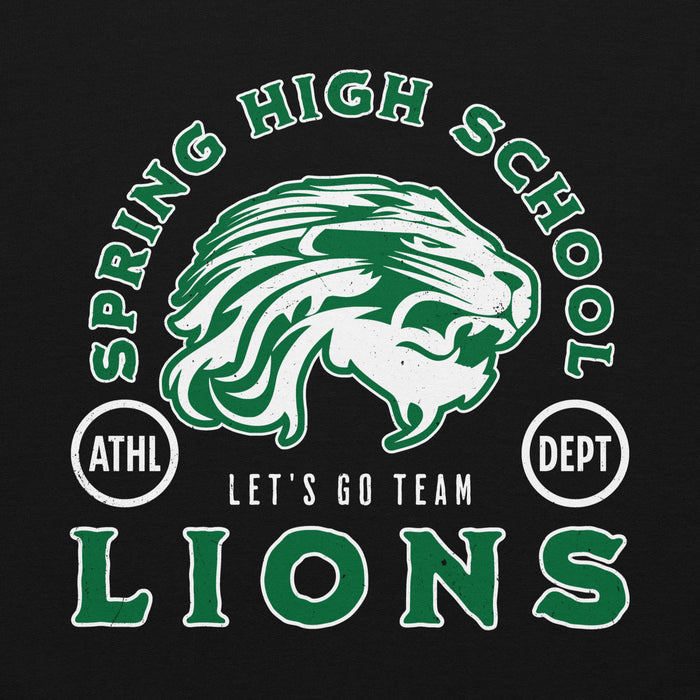 Close-up view of Spring High School Lions Black Classic Unisex Hoodie 208