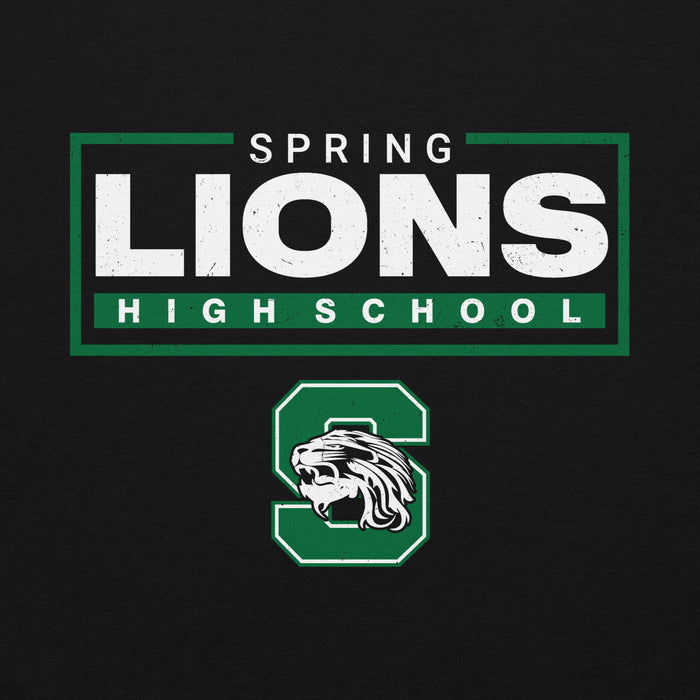 Close-up view of Spring High School Lions Black Classic Unisex Hoodie 049