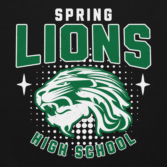 Close-up view of Spring High School Lions Black Classic Unisex Hoodie 204