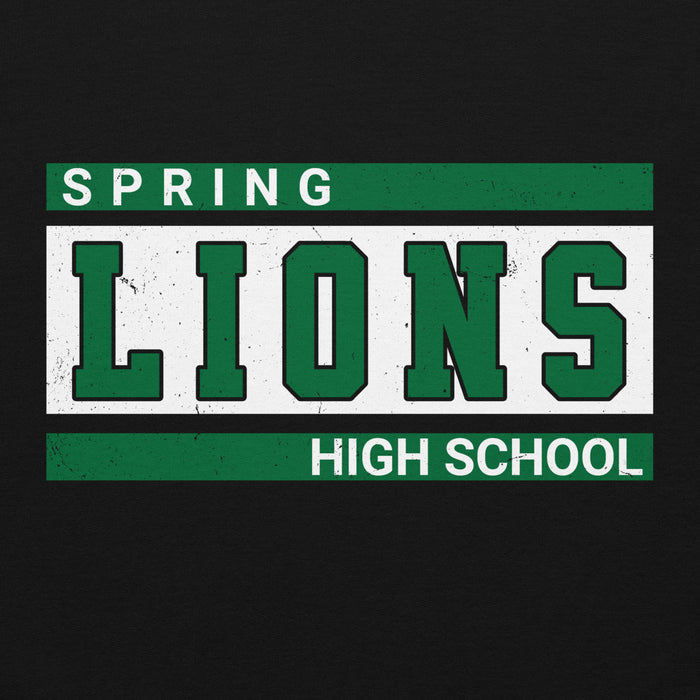 Close-up view of Spring High School Lions Black Classic Unisex Hoodie 098