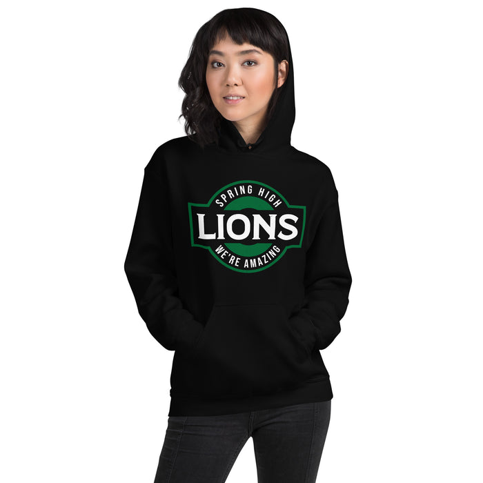 Woman wearing Spring High School Lions Black Classic Unisex Hoodie 011