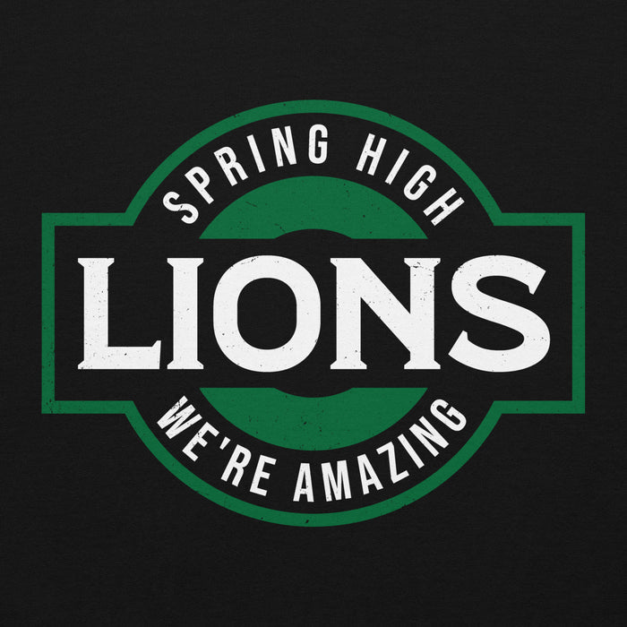 Close-up view of Spring High School Lions Black Classic Unisex Hoodie 011