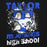 Close-up view of Taylor High School Mustangs Black Classic Unisex Hoodie 205