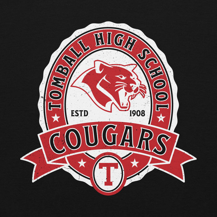 Close-up view of Tomball High School Cougars Black Classic Unisex Hoodie 212