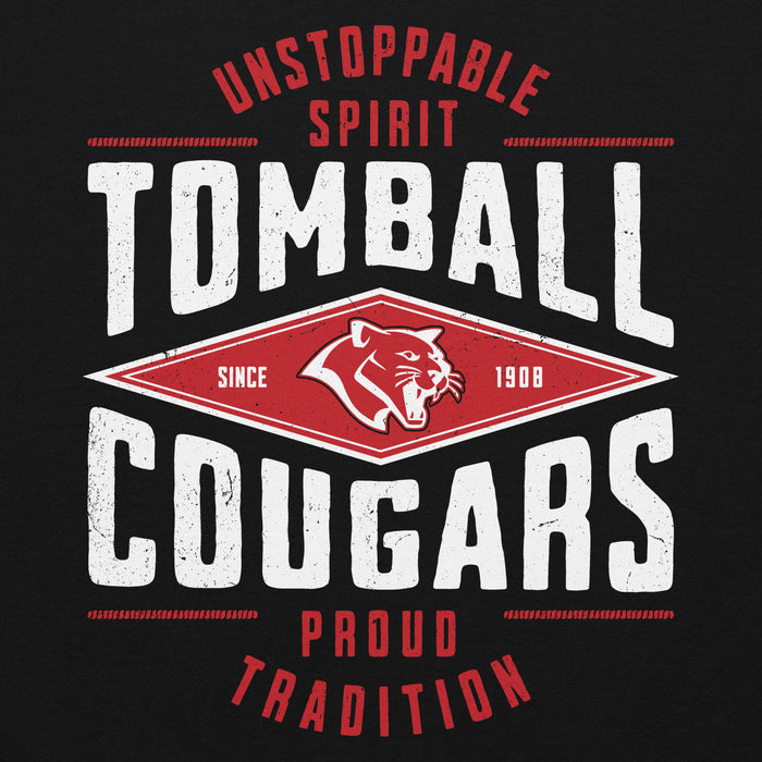 Close-up view of Tomball High School Cougars Black Classic Unisex Hoodie 210