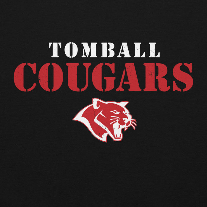 Close-up view of Tomball High School Cougars Black Classic Unisex Hoodie 017