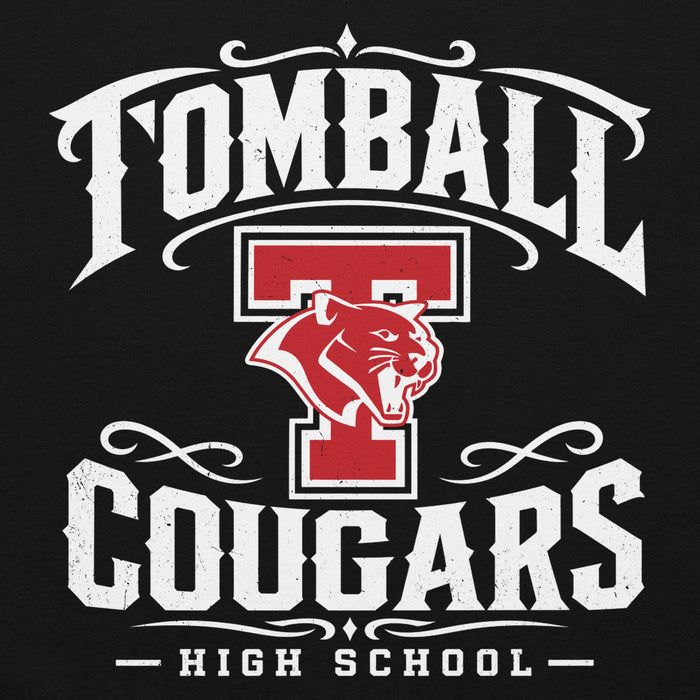 Close-up view of Tomball High School Cougars Black Classic Unisex Hoodie 022