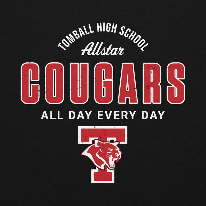 Close-up view of Tomball High School Cougars Black Classic Unisex Hoodie 040