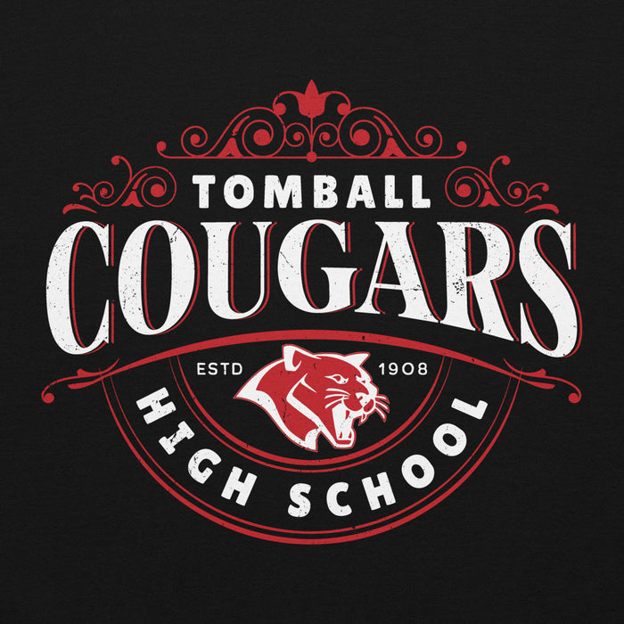 Close-up view of Tomball High School Cougars Black Classic Unisex Hoodie 211