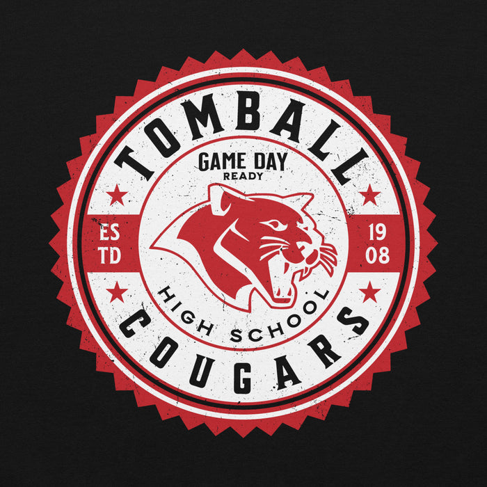 Close-up view of Tomball High School Cougars Black Classic Unisex Hoodie 203