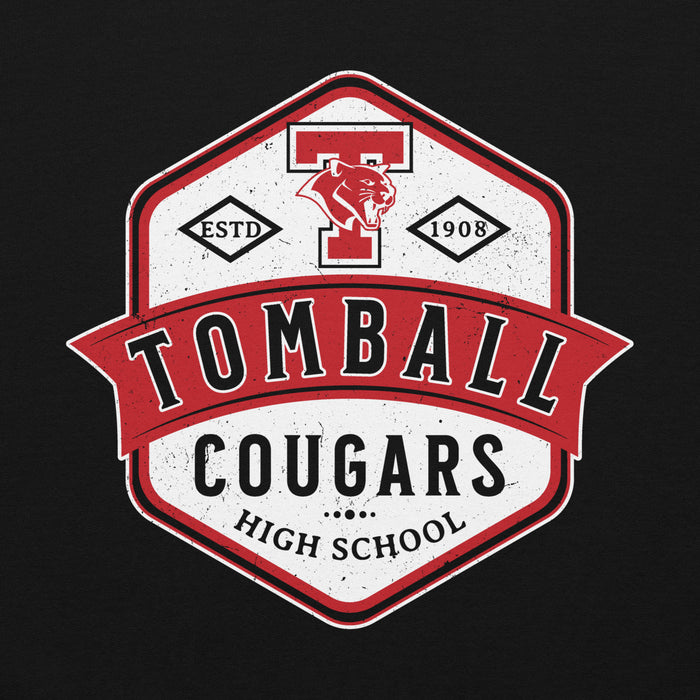 Close-up view of Tomball High School Cougars Black Classic Unisex Hoodie 209