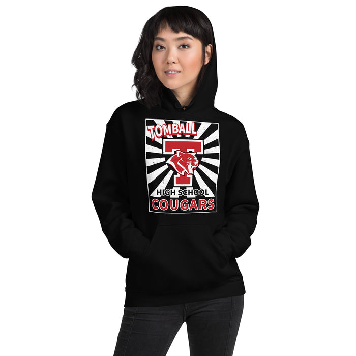Woman wearing Tomball High School Cougars Black Classic Unisex Hoodie 226