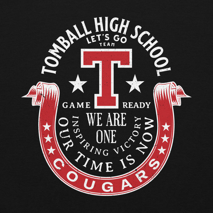 Close-up view of Tomball High School Cougars Black Classic Unisex Hoodie 229