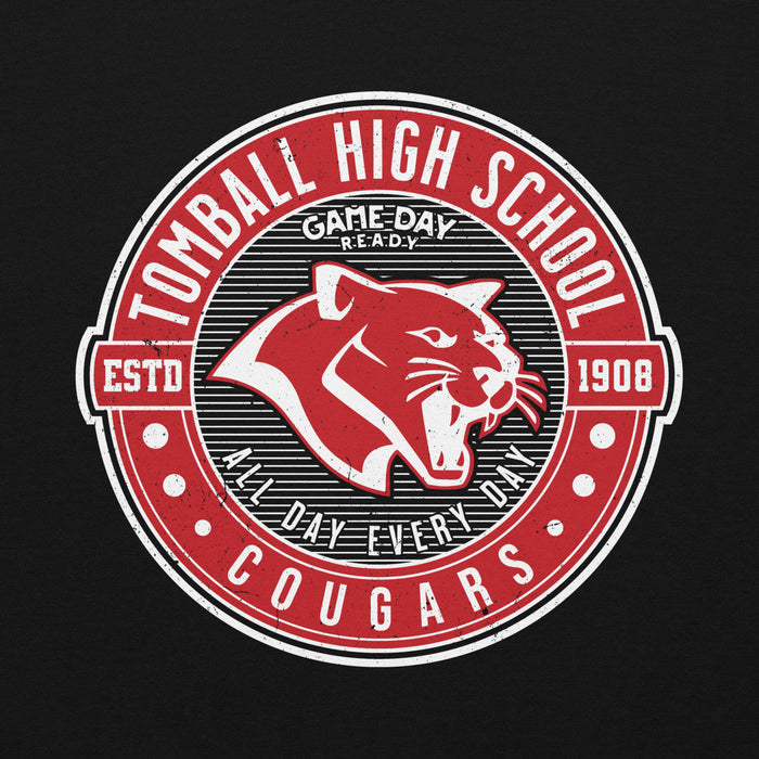 Close-up view of Tomball High School Cougars Black Classic Unisex Hoodie 224
