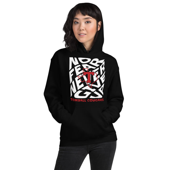 Woman wearing Tomball High School Cougars Black Classic Unisex Hoodie 236