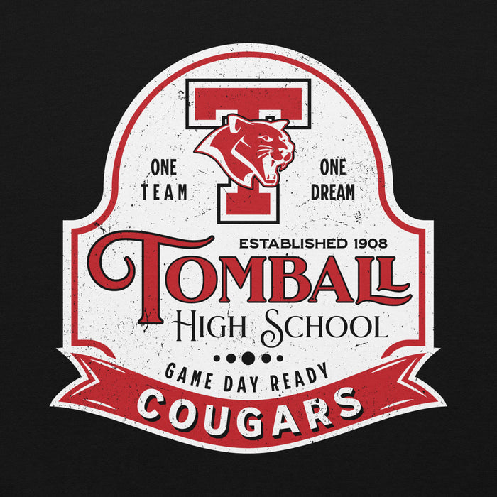 Close-up view of Tomball High School Cougars Black Classic Unisex Hoodie 219