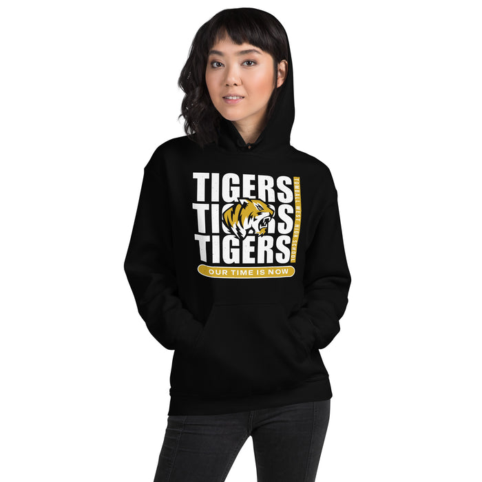 Woman wearing Tomball West High School Tigers Black Classic Unisex Hoodie 235